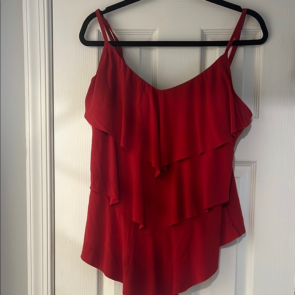 Magic suit Red ruffled tankini top
